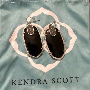 Kendra Scott Danielle + Drusy Black and Gold Earrings (Large)